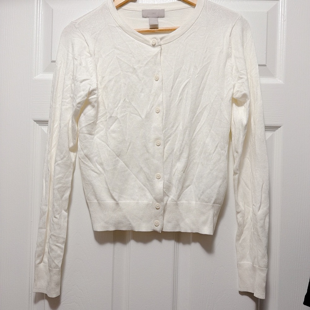 H&M Cream Button-Up Cardigan